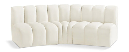 Meridian Furniture - Arc Cream Velvet Modular Sofa - 3Pc - 103Cream-S3B veiw 1