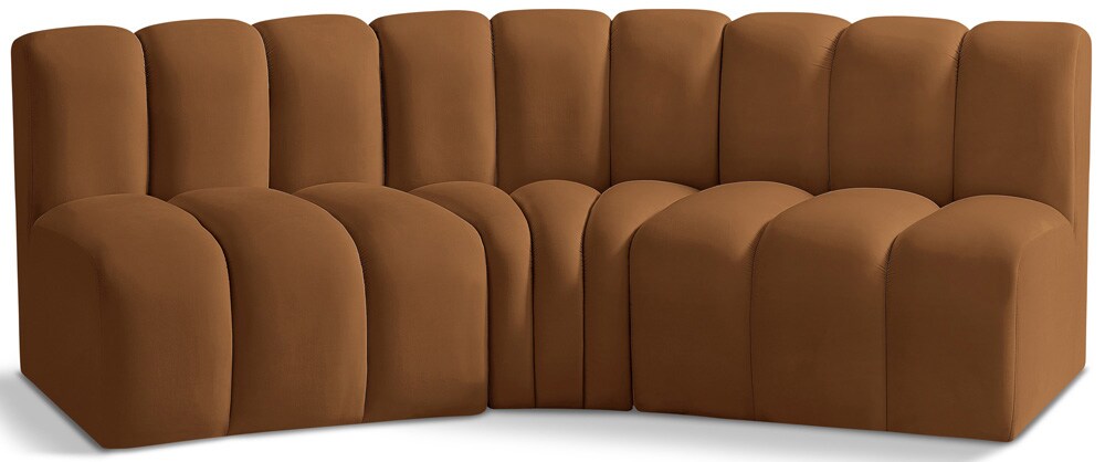 Meridian Furniture - Arc Saddle Velvet Modular Sofa - 3Pc - 103Saddle-S3B veiw 1