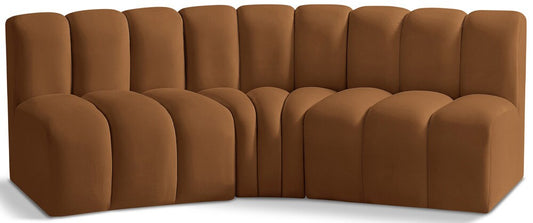 Meridian Furniture - Arc Saddle Velvet Modular Sofa - 3Pc - 103Saddle-S3B veiw 1