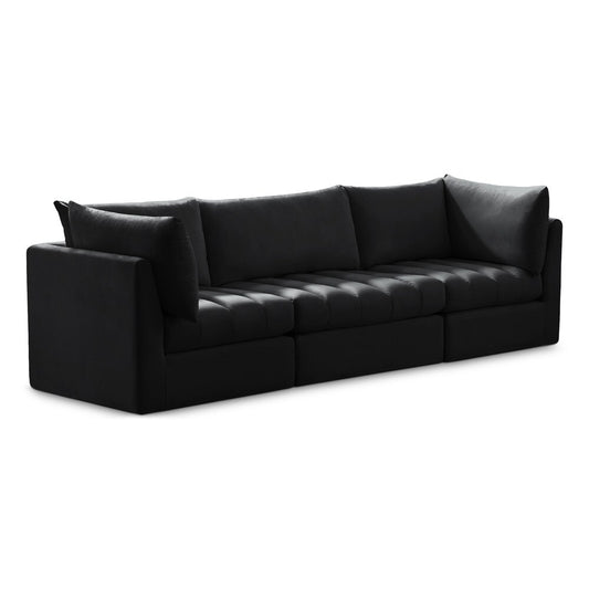 Meridian Furniture - Jacob Black Velvet Modular Sofa - 3Pc - 649Black-S103 veiw 1