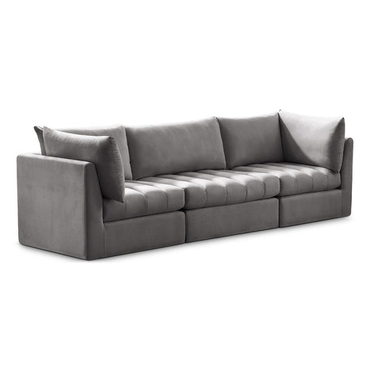 Meridian Furniture - Jacob Grey Velvet Modular Sofa - 3Pc - 649Grey-S103 veiw 1