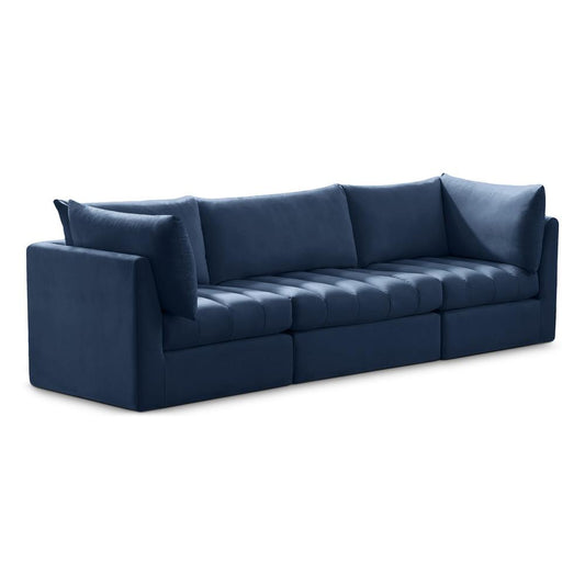 Meridian Furniture - Jacob Navy Velvet Modular Sofa - 3Pc - 649Navy-S103 veiw 1