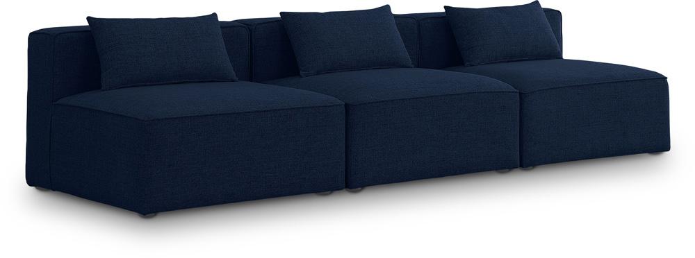 Meridian Furniture - Cube Navy Durable Linen Textured Modular Sofa - 3Pc - 630Navy-S108A veiw 1