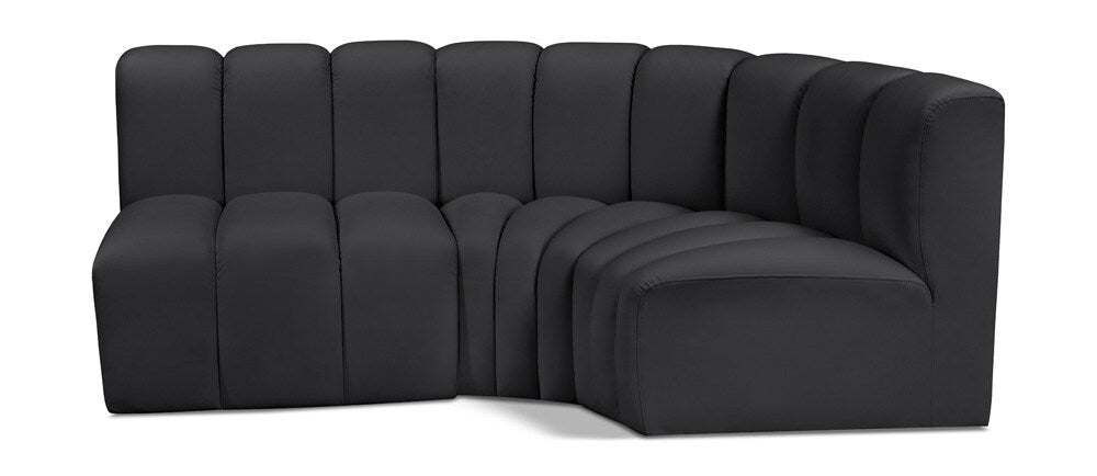 Meridian Furniture - Arc Black Vegan Leather Modular Sofa - 3Pc - 101Black-S3A veiw 1