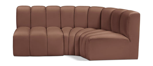 Meridian Furniture - Arc Cognac Vegan Leather Modular Sofa - 3Pc - 101Cognac-S3A veiw 1
