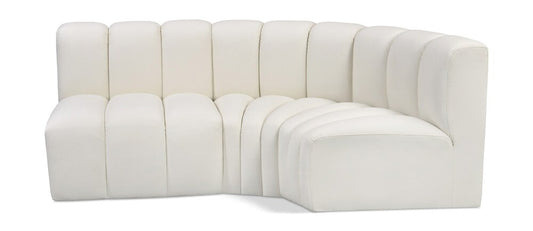 Meridian Furniture - Arc Cream Vegan Leather Modular Sofa - 3Pc - 101Cream-S3A veiw 1