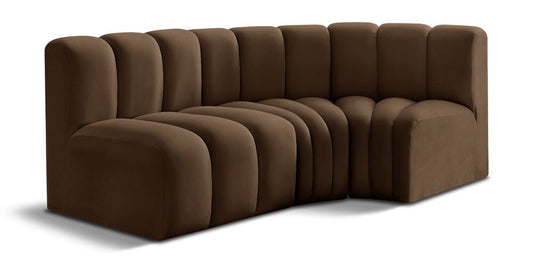 Meridian Furniture - Arc Brown Velvet Modular Sofa - 3Pc - 103Brown-S3A veiw 1