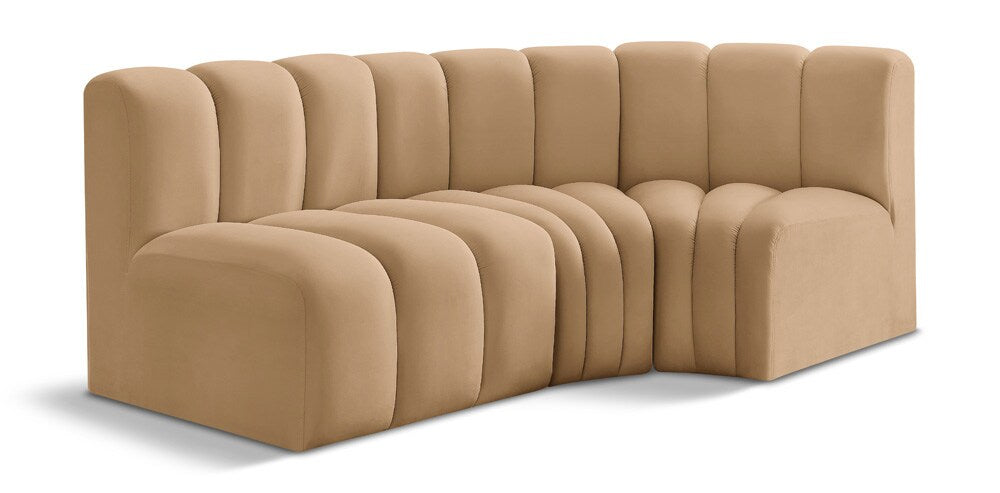Meridian Furniture - Arc Camel Velvet Modular Sofa - 3Pc - 103Camel-S3A veiw 1