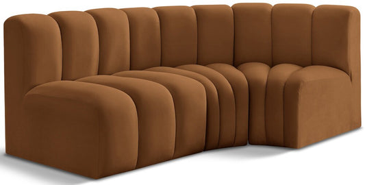 Meridian Furniture - Arc Saddle Velvet Modular Sofa - 3Pc - 103Saddle-S3A veiw 1