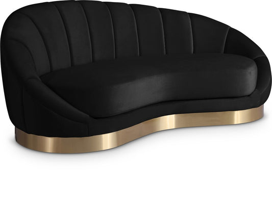 Meridian Furniture - Shelly Black Velvet Chaise - 623Black-Chaise veiw 1