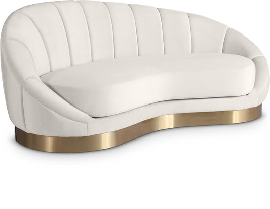 Meridian Furniture - Shelly Cream Velvet Chaise - 623Cream-Chaise veiw 1