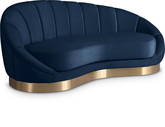 Meridian Furniture - Shelly Navy Velvet Chaise - 623Navy-Chaise veiw 1