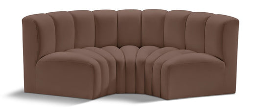 Meridian Furniture - Arc Brown Vegan Leather Modular Sofa - 3Pc - 101Brown-S3C veiw 1