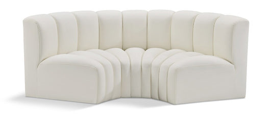 Meridian Furniture - Arc Cream Vegan Leather Modular Sofa - 3Pc - 101Cream-S3C veiw 1