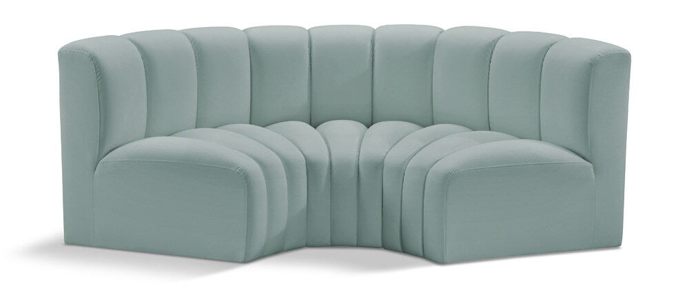 Meridian Furniture - Arc Mint Green Vegan Leather Modular Sofa - 3Pc - 101Mint-S3C veiw 1