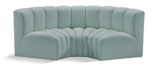 Meridian Furniture - Arc Mint Green Vegan Leather Modular Sofa - 3Pc - 101Mint-S3C veiw 1