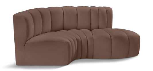 Meridian Furniture - Arc Brown Vegan Leather Modular Sofa - 3Pc - 101Brown-S3D veiw 1