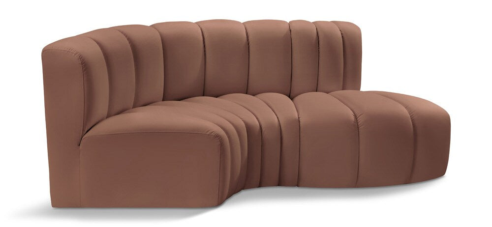 Meridian Furniture - Arc Cognac Vegan Leather Modular Sofa - 3Pc - 101Cognac-S3D veiw 1