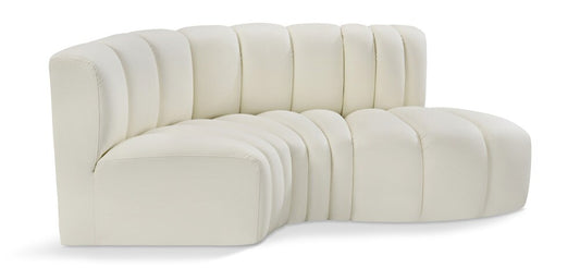 Meridian Furniture - Arc Cream Vegan Leather Modular Sofa - 3Pc - 101Cream-S3D veiw 1