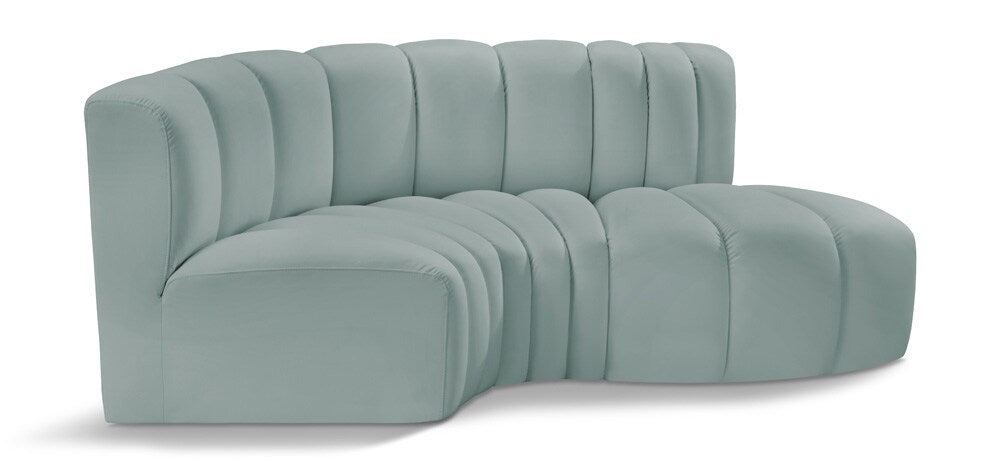 Meridian Furniture - Arc Mint Green Vegan Leather Modular Sofa - 3Pc - 101Mint-S3D veiw 1