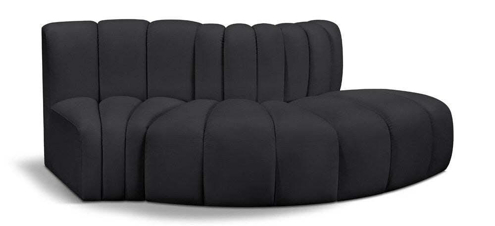 Meridian Furniture - Arc Black Vegan Leather Modular Sofa - 3Pc - 101Black-S3E veiw 1