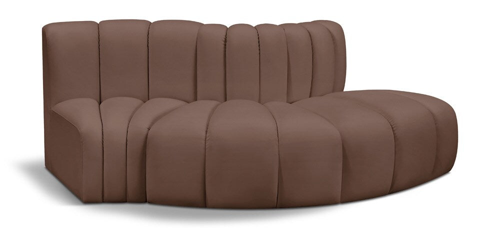 Meridian Furniture - Arc Brown Vegan Leather Modular Sofa - 3Pc - 101Brown-S3E veiw 1
