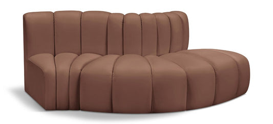 Meridian Furniture - Arc Cognac Vegan Leather Modular Sofa - 3Pc - 101Cognac-S3E veiw 1