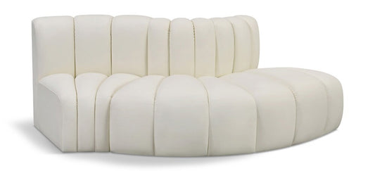 Meridian Furniture - Arc Cream Vegan Leather Modular Sofa - 3Pc - 101Cream-S3E veiw 1