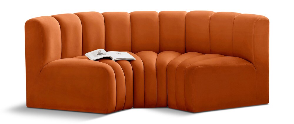 Meridian Furniture - Arc Cognac Velvet Modular Sofa - 3Pc - 103Cognac-S3C veiw 1