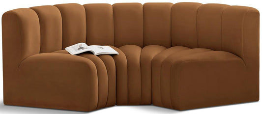 Meridian Furniture - Arc Saddle Velvet Modular Sofa - 3Pc - 103Saddle-S3C veiw 1