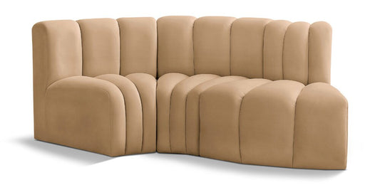 Meridian Furniture - Arc Camel Velvet Modular Sofa - 3Pc - 103Camel-S3D veiw 1