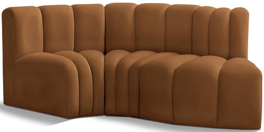Meridian Furniture - Arc Saddle Velvet Modular Sofa - 3Pc - 103Saddle-S3D veiw 1