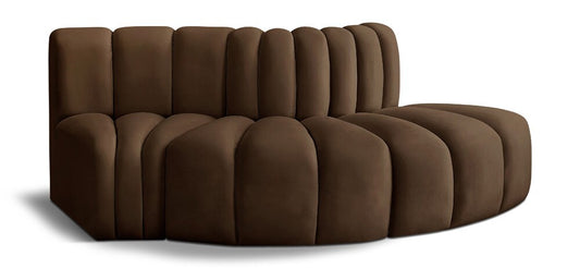 Meridian Furniture - Arc Brown Velvet Modular Sofa - 3Pc - 103Brown-S3E veiw 1