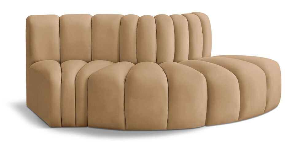Meridian Furniture - Arc Camel Velvet Modular Sofa - 3Pc - 103Camel-S3E veiw 1