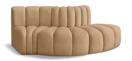Meridian Furniture - Arc Camel Velvet Modular Sofa - 3Pc - 103Camel-S3E veiw 1