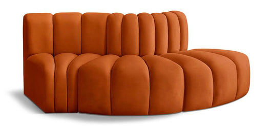 Meridian Furniture - Arc Cognac Velvet Modular Sofa - 3Pc - 103Cognac-S3E veiw 1