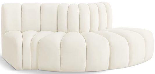Meridian Furniture - Arc Cream Velvet Modular Sofa - 3Pc - 103Cream-S3E veiw 1