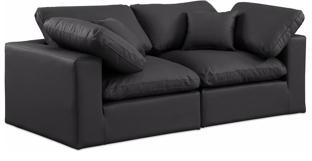 Meridian Furniture - Comfy Black Vegan Leather Modular Sofa - 2Pc - 188Black-S80 veiw 1