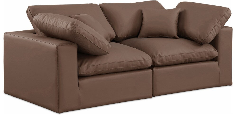 Meridian Furniture - Comfy Brown Vegan Leather Modular Sofa - 2Pc - 188Brown-S80 veiw 1