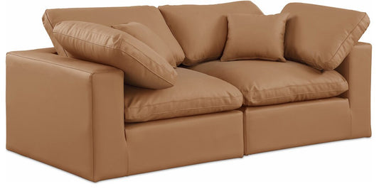Meridian Furniture - Comfy Cognac Vegan Leather Modular Sofa - 2Pc - 188Cognac-S80 veiw 1