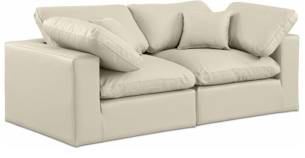 Meridian Furniture - Comfy Cream Vegan Leather Modular Sofa - 2Pc - 188Cream-S80 veiw 1