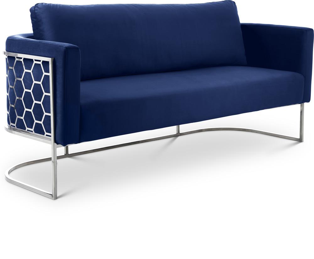 Meridian Furniture - Casa Navy Velvet Sofa - 691Navy-S veiw 1