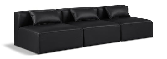 Meridian Furniture - Cube Black Vegan Leather Modular Sofa - 3Pc - 668Black-S108A veiw 1