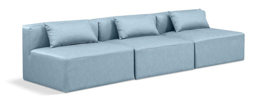Meridian Furniture - Cube Light Blue Vegan Leather Modular Sofa - 3Pc - 668LtBlu-S108A veiw 1