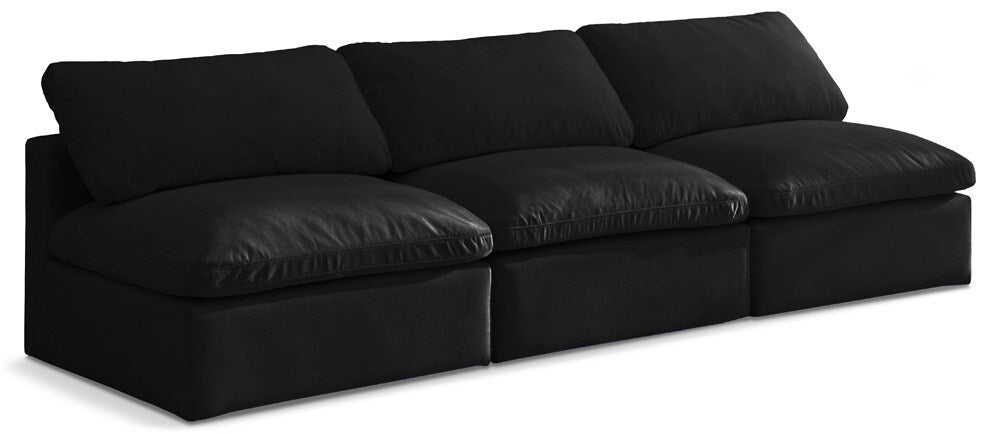 Meridian Furniture - Plush Black Velvet Standard Comfort Modular Sofa - 3Pc - 602Black-S3 veiw 1