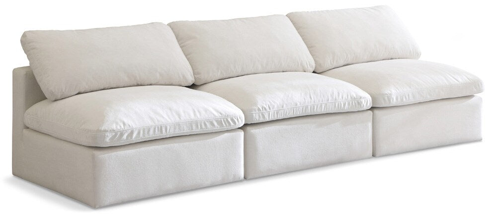 Meridian Furniture - Plush Cream Velvet Standard Comfort Modular Sofa - 3Pc - 602Cream-S3 veiw 1