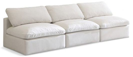 Meridian Furniture - Plush Cream Velvet Standard Comfort Modular Sofa - 3Pc - 602Cream-S3 veiw 1