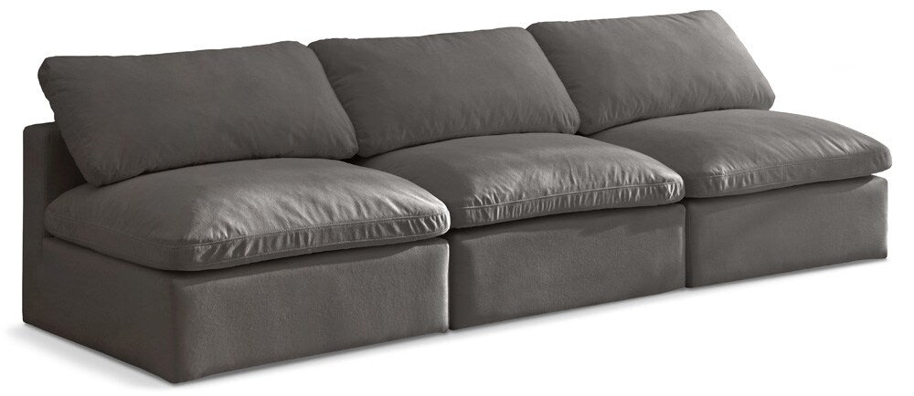 Meridian Furniture - Plush Grey Velvet Standard Comfort Modular Sofa - 3Pc - 602Grey-S3 veiw 1