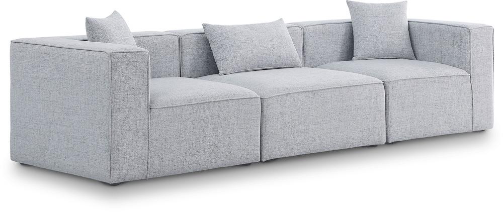 Meridian Furniture - Cube Grey Durable Linen Textured Modular Sofa - 3Pc - 630Grey-S108B veiw 1