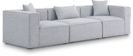 Meridian Furniture - Cube Grey Durable Linen Textured Modular Sofa - 3Pc - 630Grey-S108B veiw 1